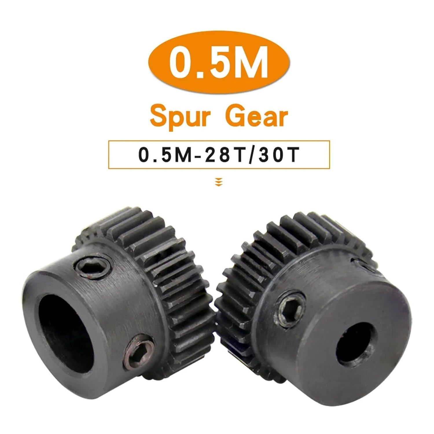 1pc Spur Gear 0.5M-28T/30T Bore Size 4/5/6/6.35/8mm Mini Gear Wheel SC45#Carbon Steel Blackening Teeth Height 5mm Transmission Parts(6.35 mm,0.5M-30 Teeth)
