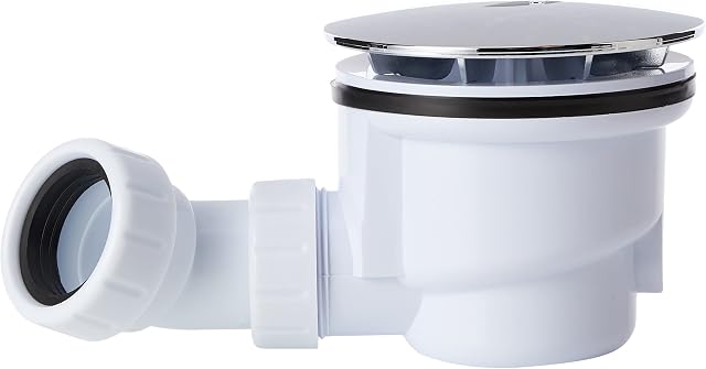 WAS90 VeeBath Essentials 90mm Fast Flow Easy Clean Shower Enclosure Tray Waste Trap, Chrome