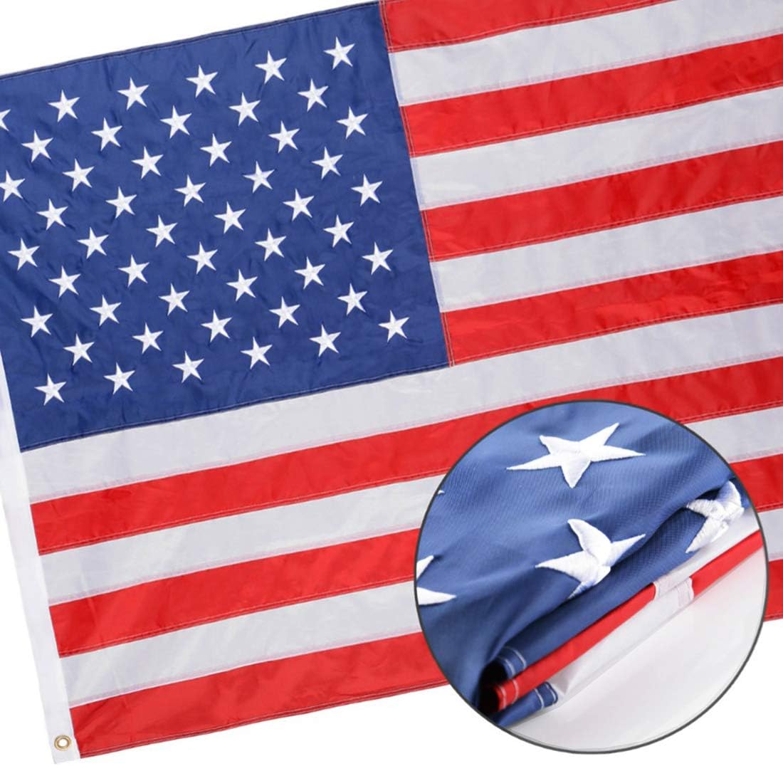 Winbee Embroidered American Flag 3x5 Ft - Heavy Duty 300D Nylon US Outdoor Flags with Embroider Stars, Sewn Stripes and Brass Grommets. Best Indoors Outdoors USA Flag 3 by 5 Foot