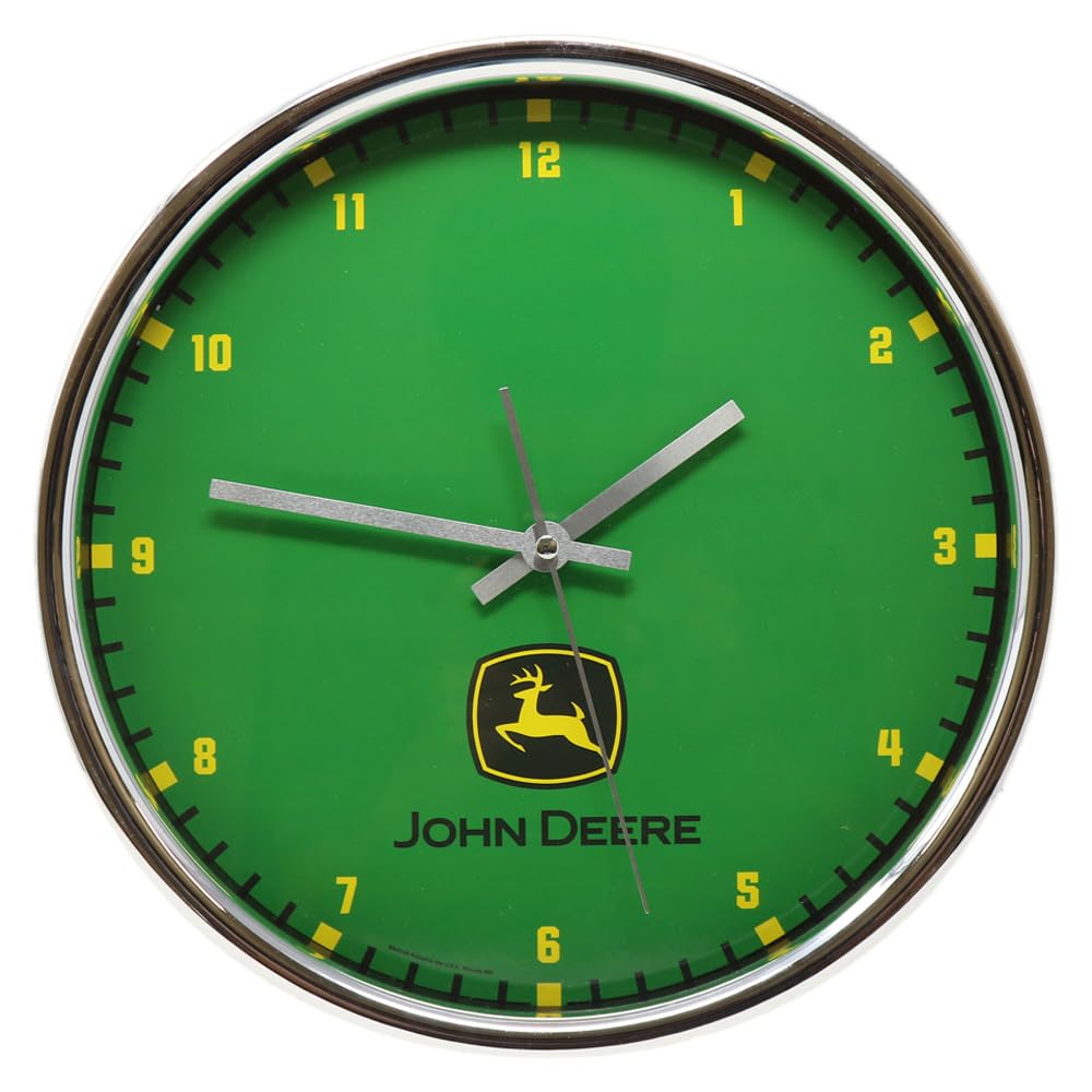 Horloge John Deere WinCraft verte et chromée au design rétro haut de gamme