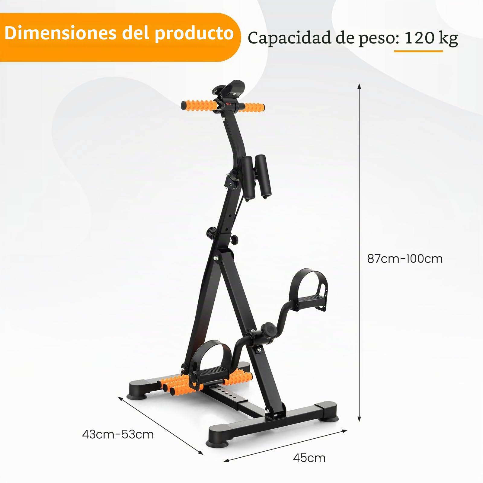 GOPLUS Pedales Estaticos para Personas Mayores, Entrenamiento de Brazos y Piernas con Pantalla LCD, Ergómetro, Altura y Longitud Ajustable con Masaje, 45 x 43-53 x 87-100 cm