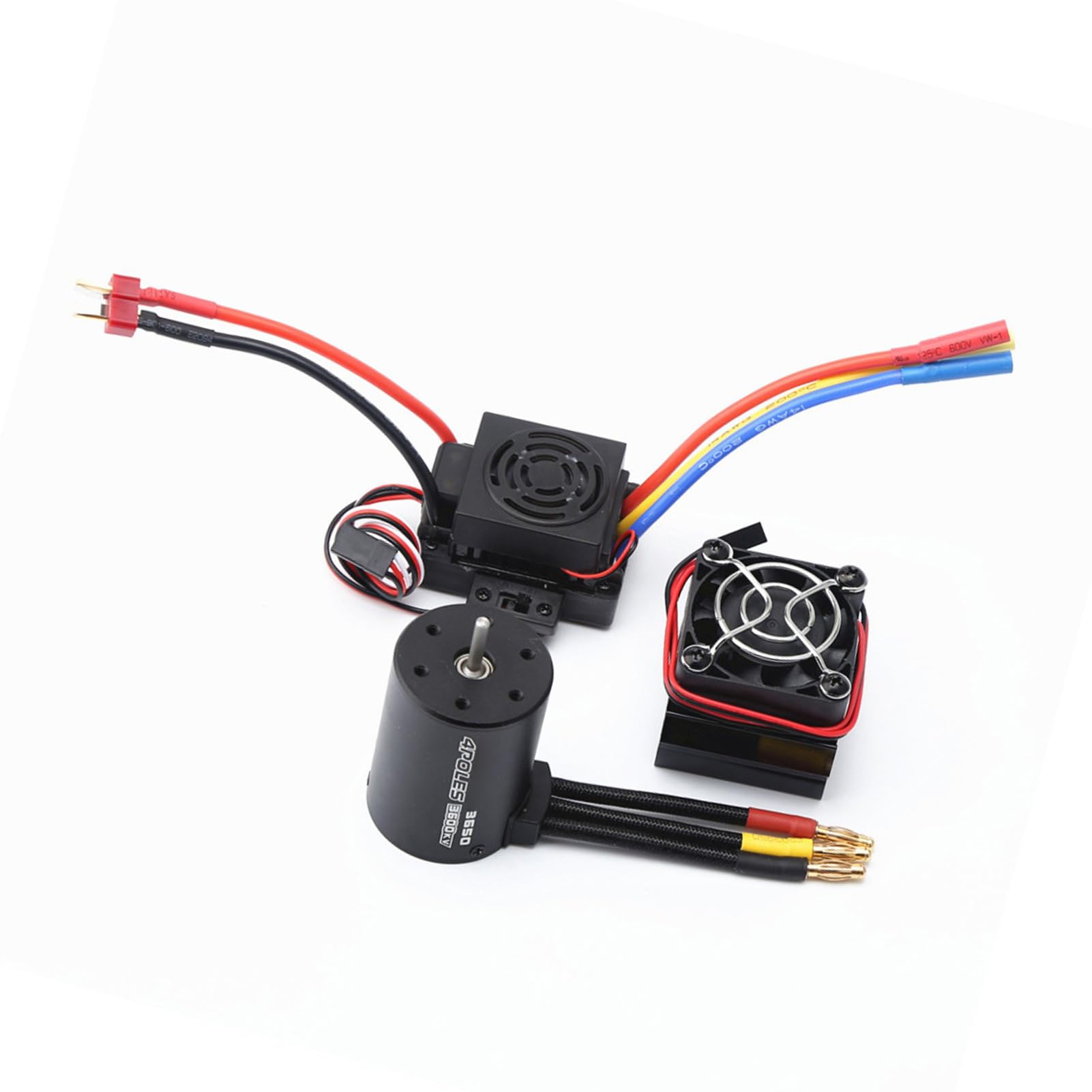 Domary 3650 4500KV Bezszczotkowy Silnik ESC Combo RC Silnik Samochodowy RC łodzi 4-biegunowy 12 Gniazd 900 W 3,17 Mm Wał 5 Mm z Radiatorem 60A ESC do łodzi Samochodowej Zdalnie (3600 KV)