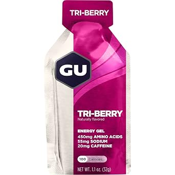 GU Energy Original Sports Nutrition Gel 24-Count Assorted Fruity Flavors and 8-Count Tri-Berry Bundle