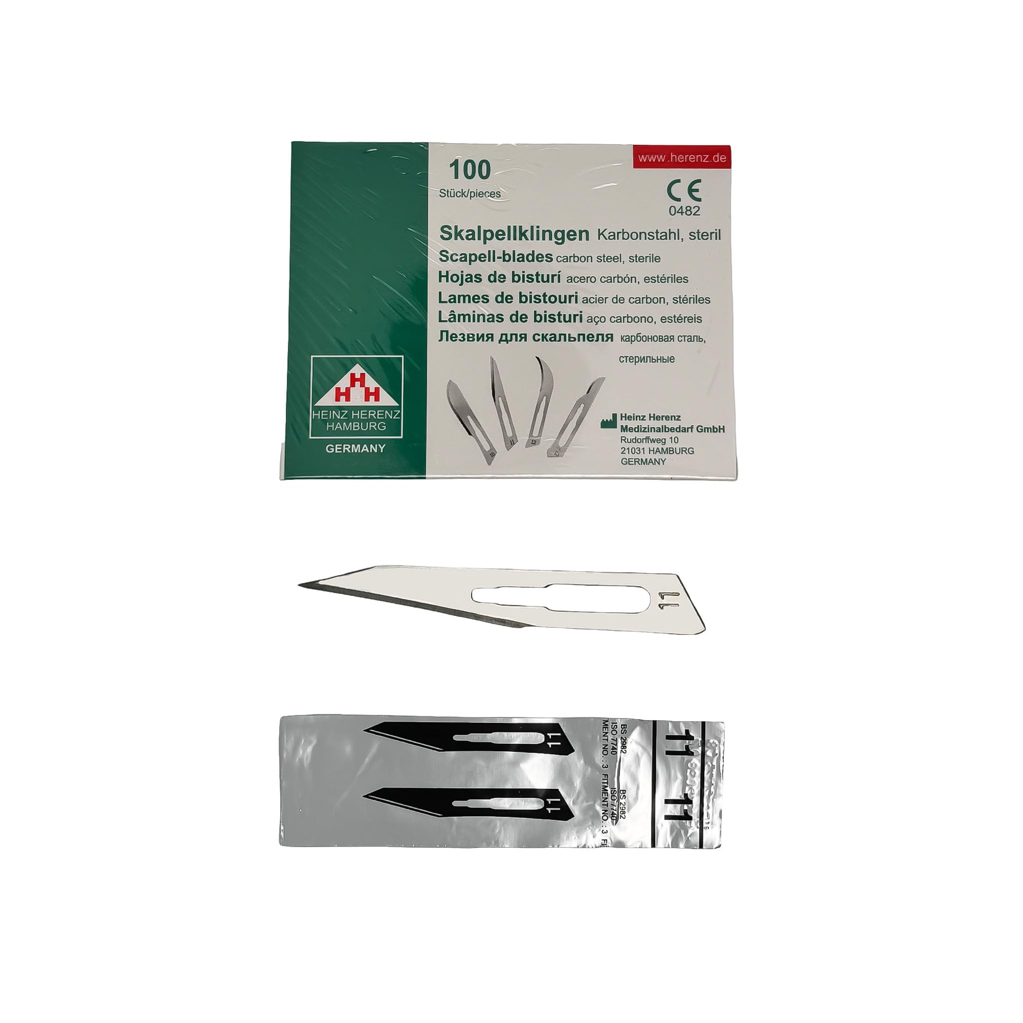 100 Stück sterile Skalpellklingen Nr. 11 für Skalpellhalter Nr. 3 – Extrem scharf, einzeln verpackt
