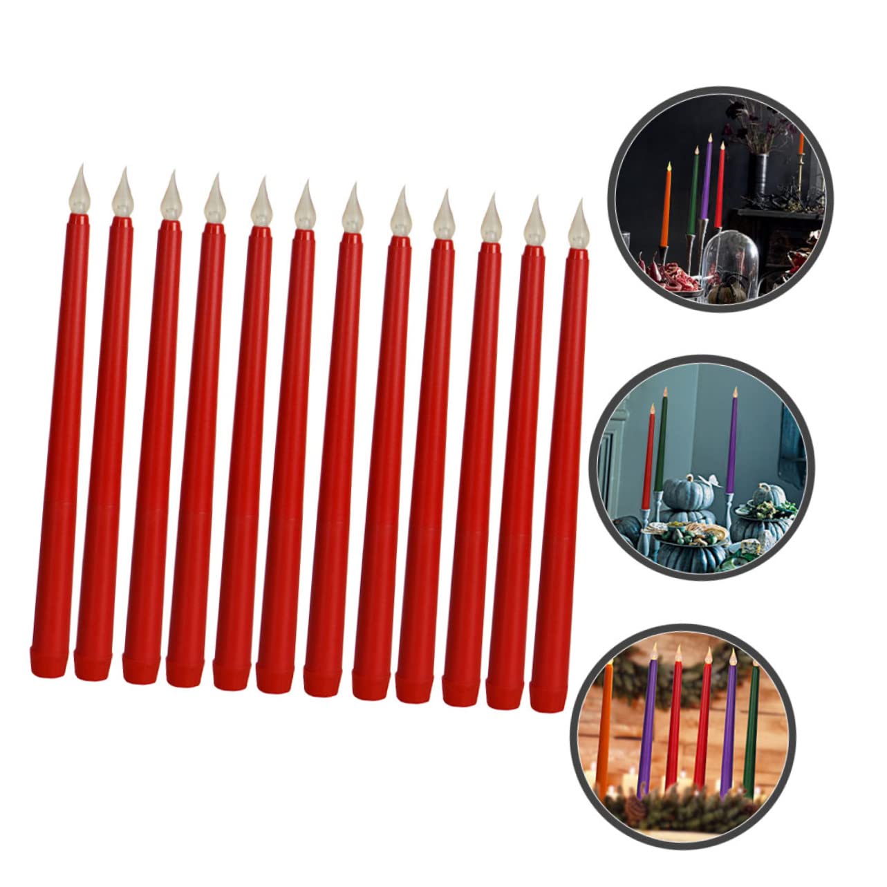 12 Piezas Velas LED sin Batería Operadas Rojas para Fiestas Cumpleaños Bodas Decoración Navideña Halloween Hogar