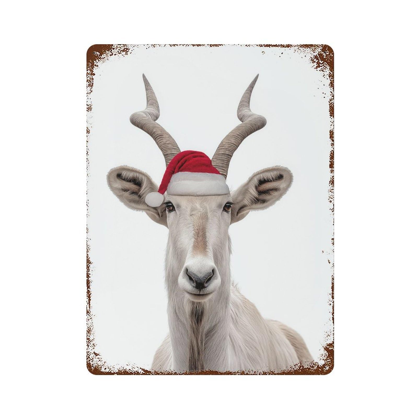Vintage Rust Metal Sign Christmas Addax Portrait 15.7"x11.8", Novelty Wall Decor for Garage, Bar And Workshop Decor