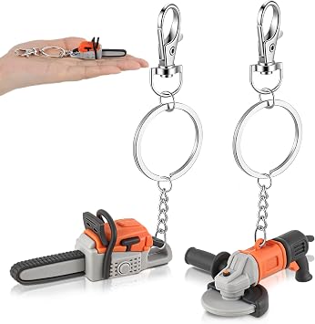 Arrowbash 2 Pcs Chainsaw & Angle Grinder Keychain, Realistic Tool Keyring