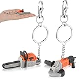 Arrowbash 2pcs Funny Mini Chainsaw Keychain Set, Realistic Tool Toy Keyring, Unique Gift for Men, Boyfriend, Dad, Mechanic, Novelty Pocket Decoration