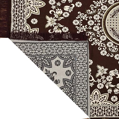 Image of Heavy Fabric Velvet Touch Bedroom, Hall, Living Room, Drowing Room, Yoga Hall Designer Velvet Rectangle Carpet |60 inch Inch X 84 inch Inch | 5 Feet X 7 Feet I 150 Cm X 210 Cm (Brown)