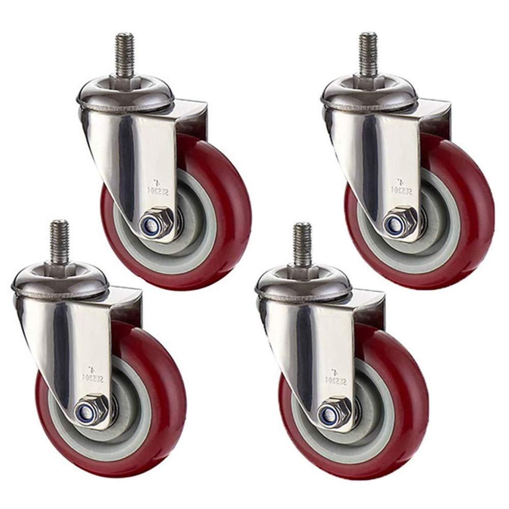 GBRJUYF Heavy Duty Trolley Wheels, 400Kg Load Capacity, M12 Threaded Casters with Brake, 100mm (4In) Furniture Rollers, Set of 4, Durable Swivel Caster Wheels