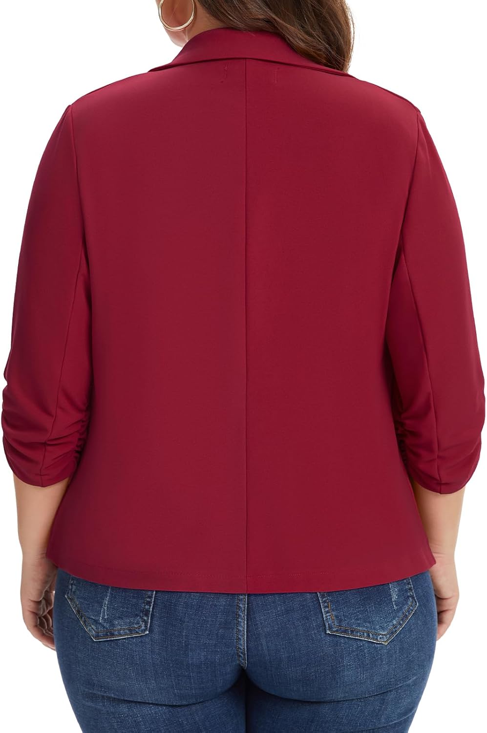 Plus Size Cropped Blazers for Women Casual Work Office 3/4 Sleeve Lapel Button Open Front Suit Jacket Blazer - Image 5