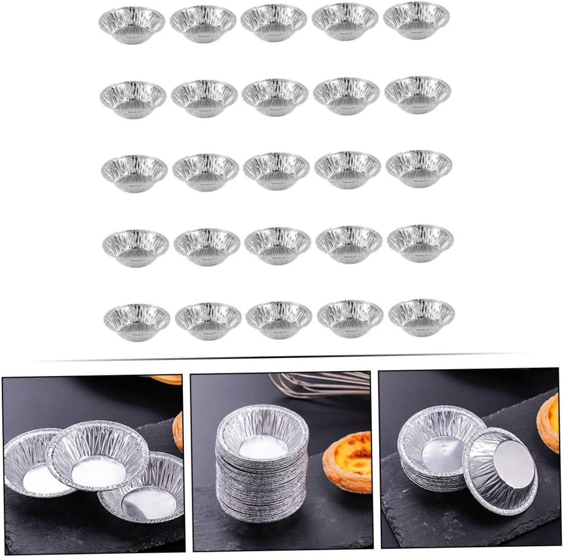Veemoon 400pcs Tart Molds Foil Baking Trays for Muffins and Pies Nonstick Aluminum Bakeware for Home and Bakery Use for Desserts and Ceremonies