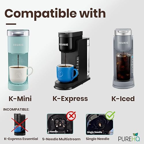 Miniatura 2 de PureHQ - Tazas K reutilizables para Keurig K-Mini, K Mini Plus, K-Express y K Iced con adaptador - Keurig Mini Plus Kcups recargables para Mini