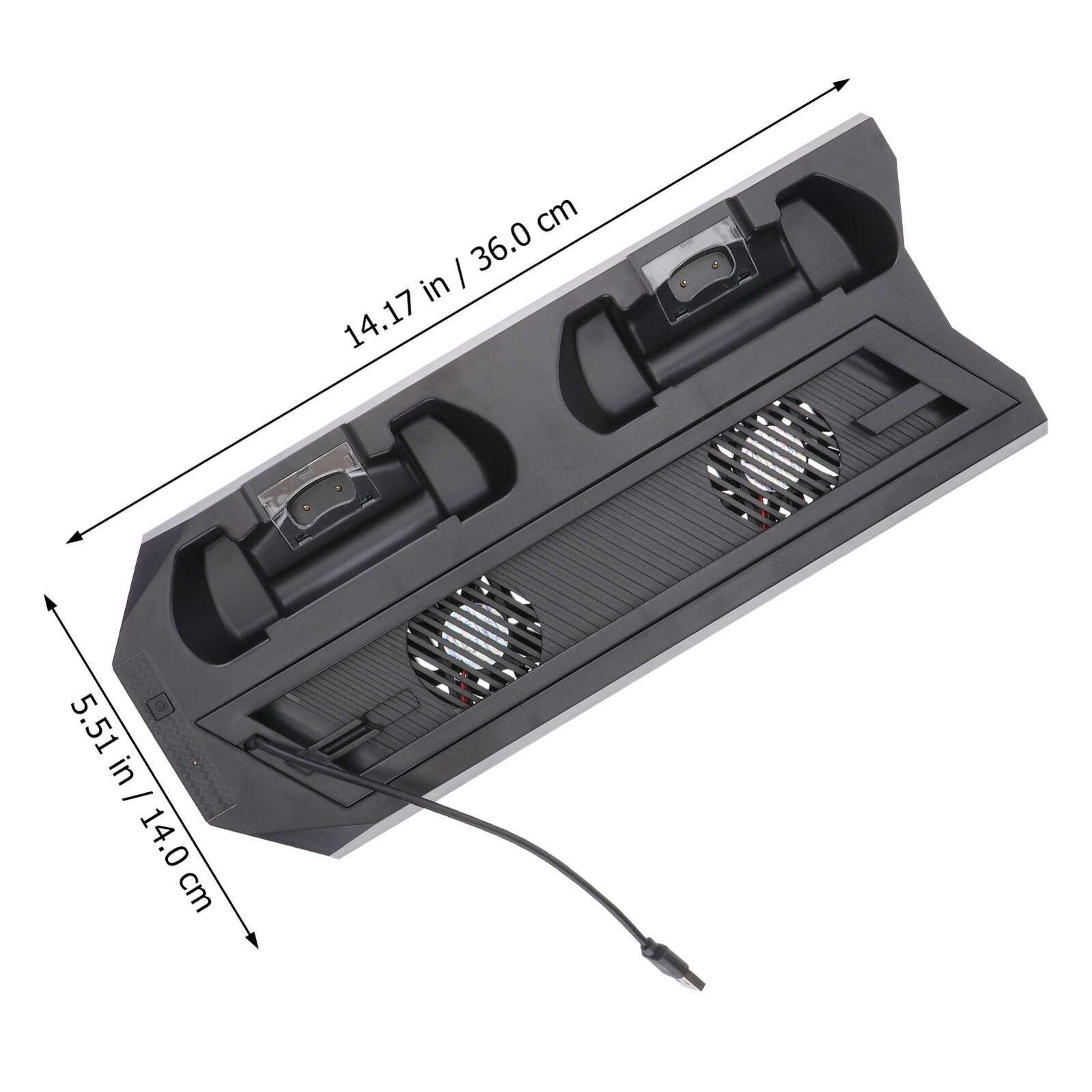 Soporte Vertical Pro con Ventilador de Refrigeración Estación de Carga Dual para Mandos y Hub USB Multifuncional Base Antisobrecalentamiento Negra