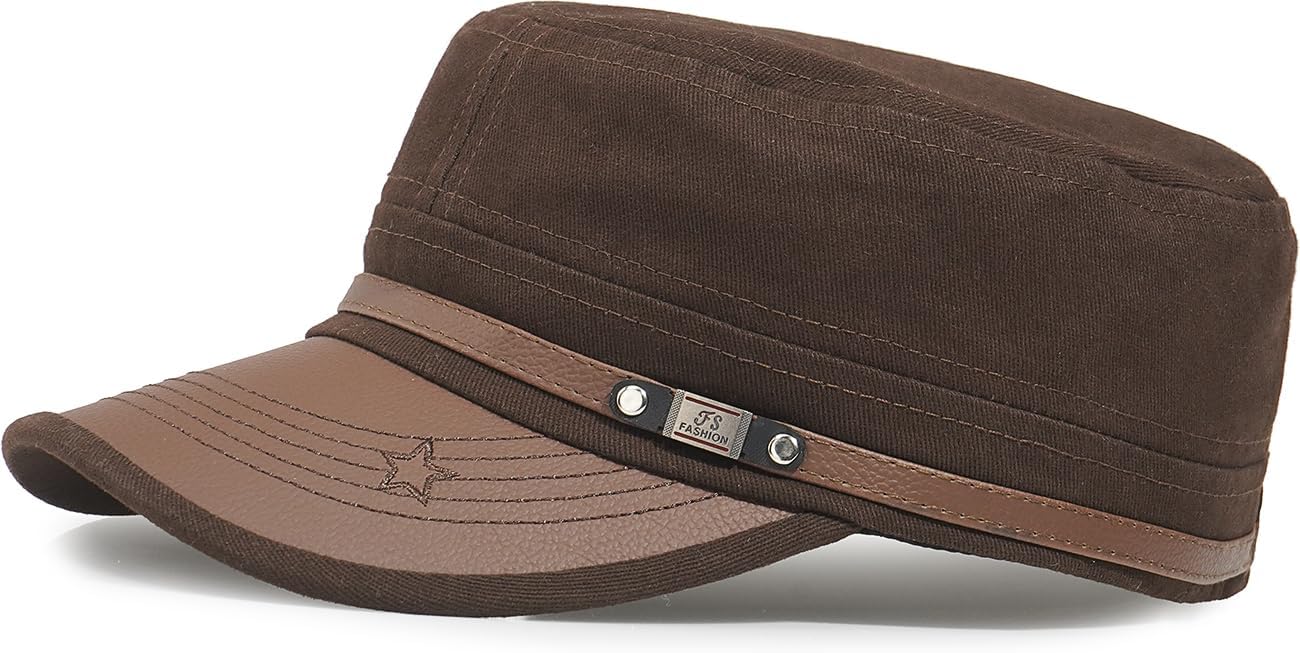 Men Flat Top Hat Cadet Army Cap Twill Cotton Baseball Military Cap - Image 5