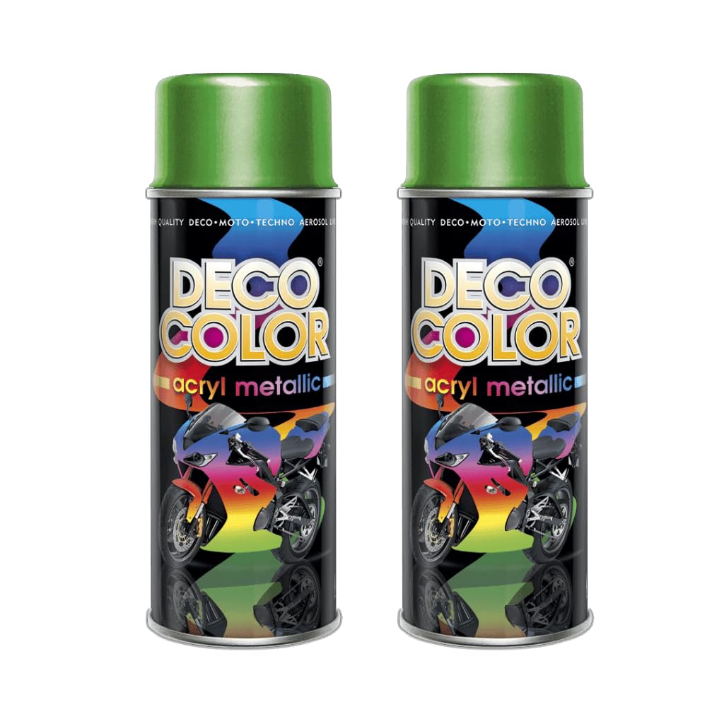DECO COLOR METALLIC GLITTER SPRAY PAINT 400ml UNIQUE METALIZED EFFECT DIY BIKE MOTO CRAFT ART (green)