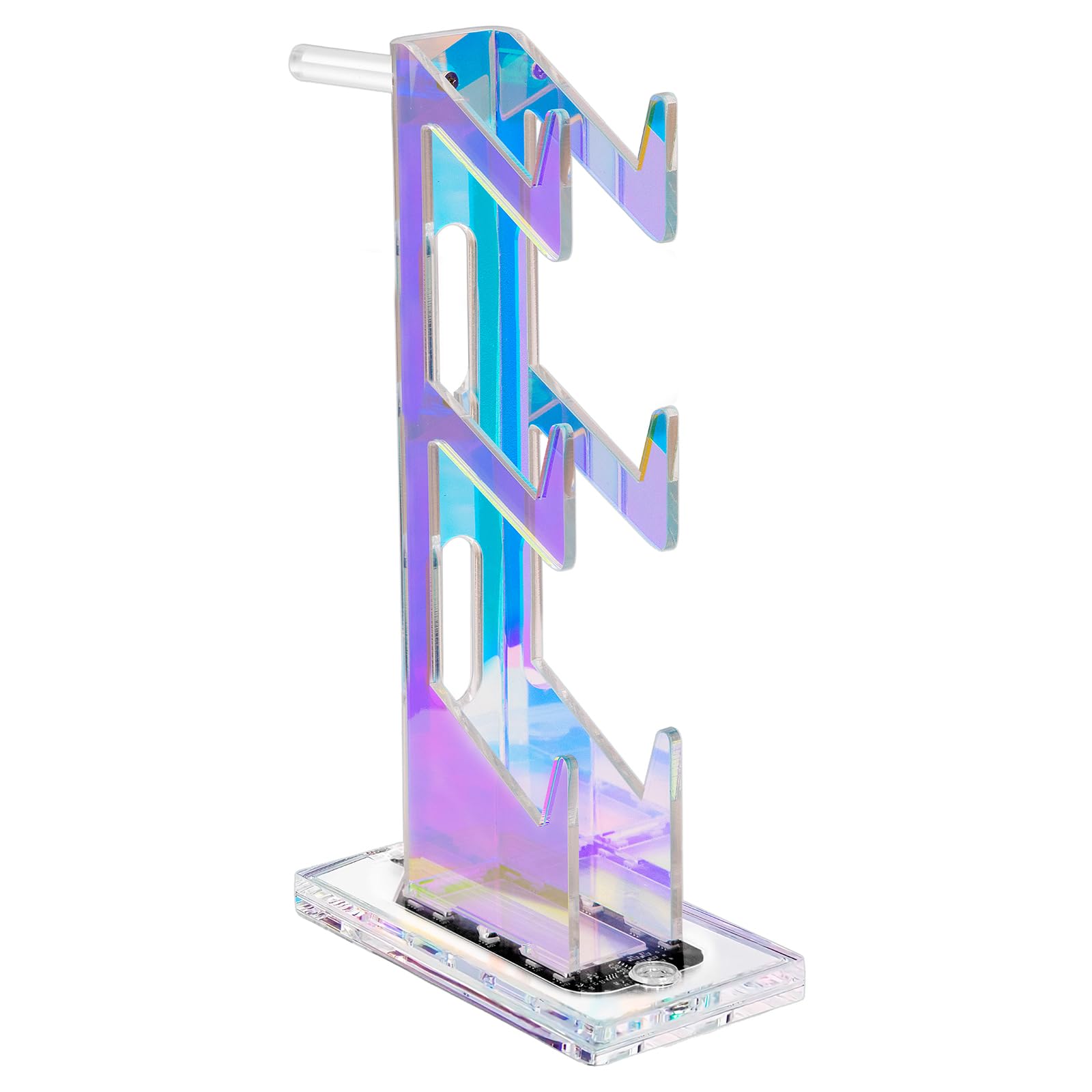 Supporto per controller di gioco con luce colorata in acrilico per cuffie, con 3 modalità, 7 colori, porta di ricarica USB per PS4, PS5, PC, design universale (3 livelli con luci)