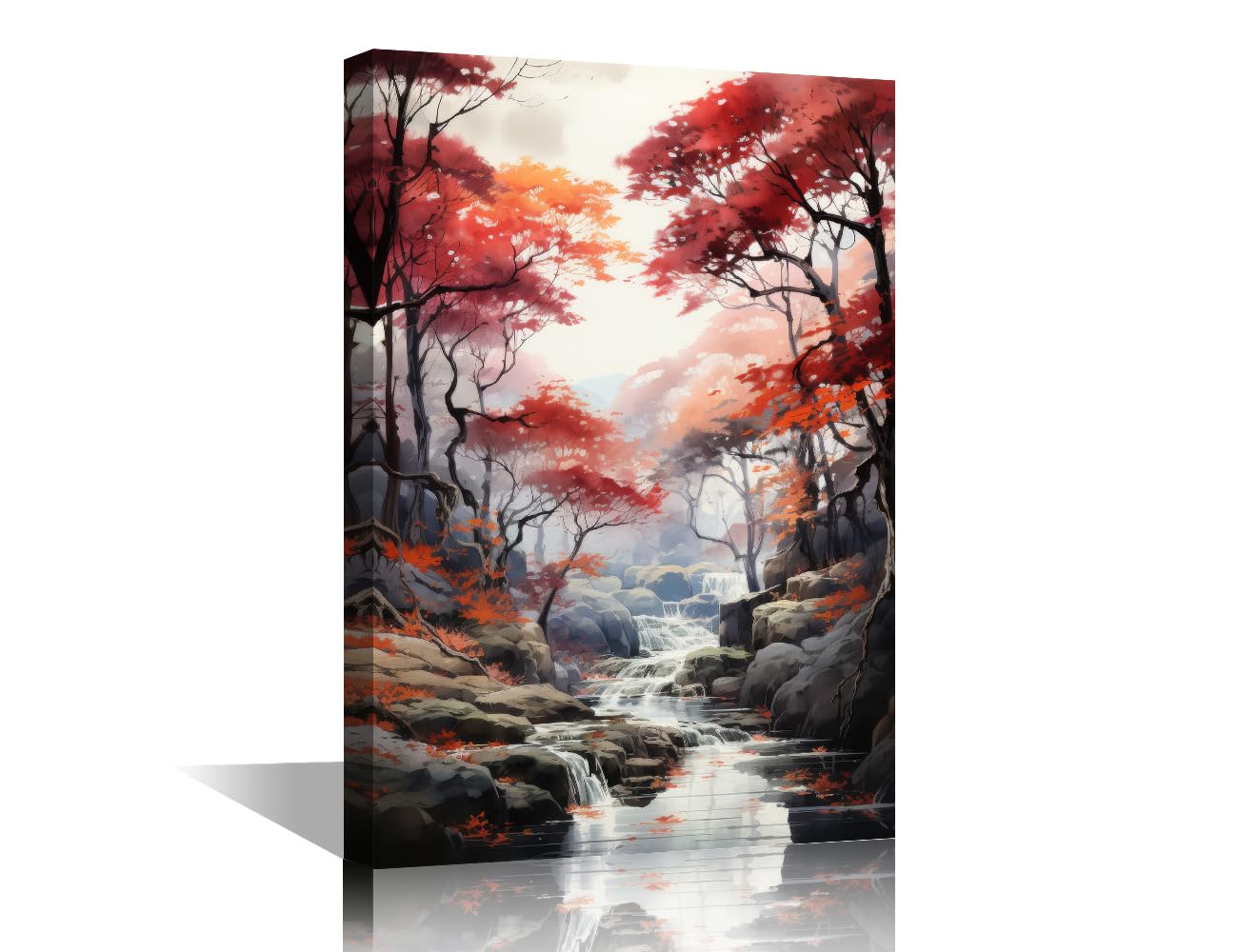TISHIRON Wall Art for Living Room Nature Bedroom Wall Decor Forest Wall Paintings for Office Trees Print On Canvas River Modern Artwork Stretched and Framed Ready to Hang, 24x16in
