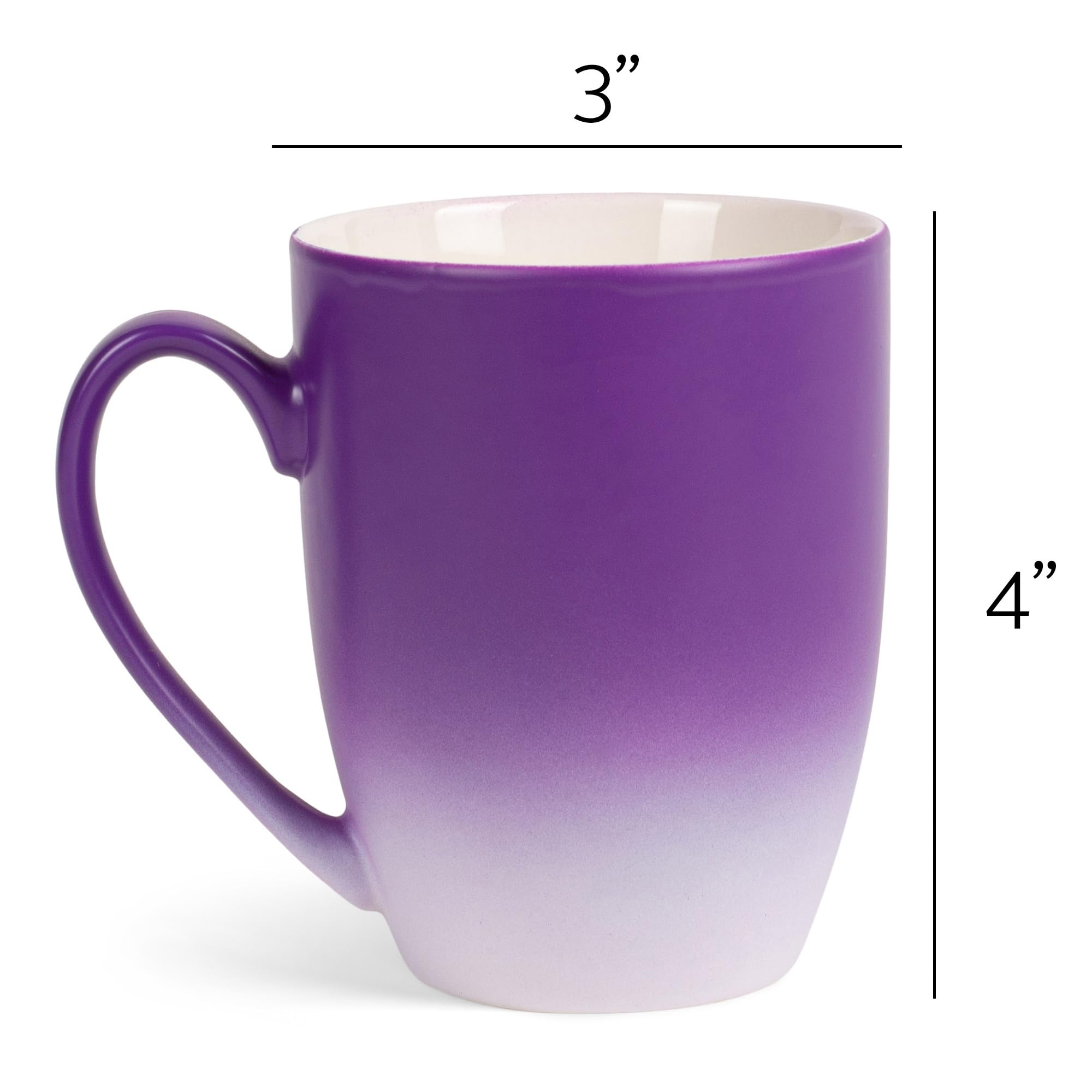 Amazon.com: Elanze Designs Purple White Two Toned Ombre Matte 12 ounce  Ceramic Stoneware Coffee Cup Mugs Set of 4 : Home & Kitchen