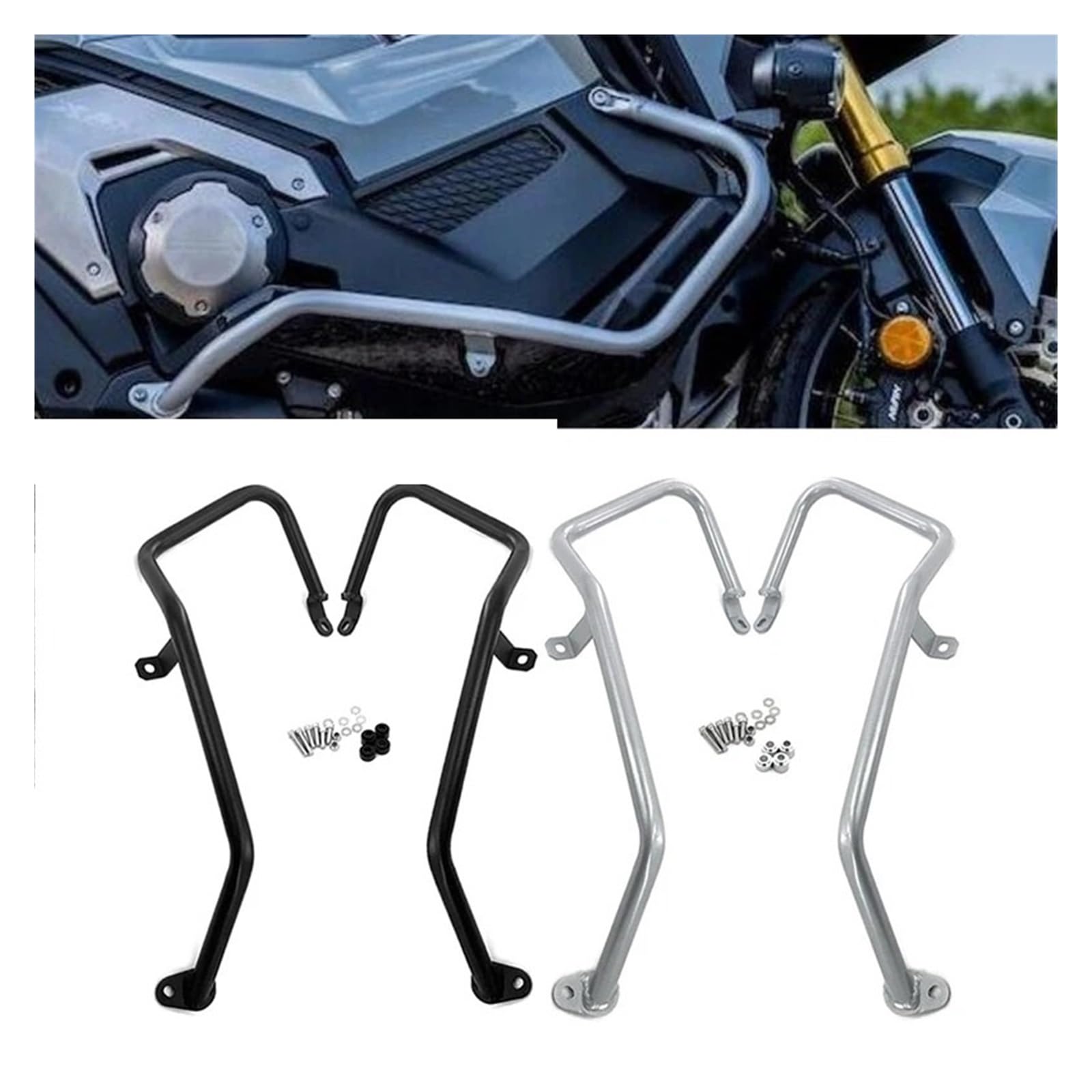 Paramotore Tubolare Per X-ADV 750 X-ADV750 XADV750 2025+ Protezione Barre Paramotore Autostradali Paraurti Gabbia Antiproiettile Protezione Telaio Barra di protezione per moto(Silver)