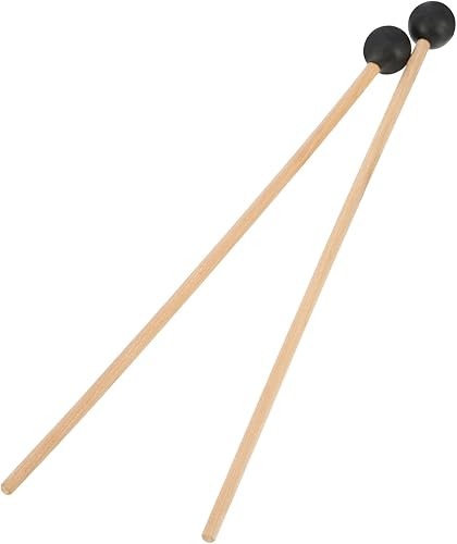 Miniatura 3 de Shappy Bell Mallets Glockenspiel Sticks - Palitos de goma xilófono de percusión con mango de madera, 15 pulgadas de largo (negro)