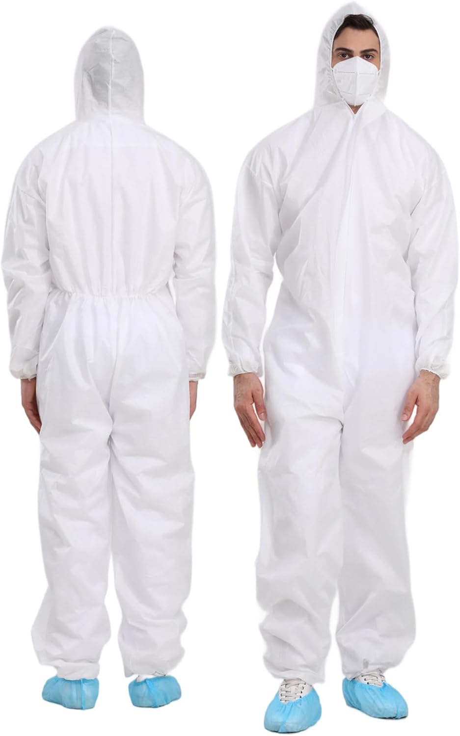 Cleaing Hazmat Suits 3-Pack or Case of 30, SMS Disposable Paint Suit with Hood & Elastic Wrists, 5 Sizes M to 3X-Large