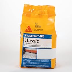 Revestimientos Baños Sin Juntas SikaCeram-650 Classic, Blanco, Junta mineral porcelánica, Lechada de cemento coloreada para relleno de juntas de 1-6 mm en paramentos y pavimentos interiores y exteriores, 5 kg