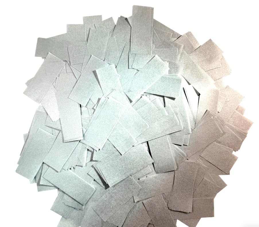 Image of Ultimate Confetti, Silver Shimmer Biodegradable Confetti - Rectangular Flame-Resistant and Slow-Falling Tissue Paper Confetti for Cannon and Launcher use - Best for Celebrations - 1 lb, 16 oz