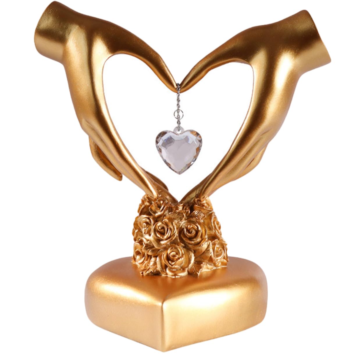 Warmhm Love Ornaments Valentines Day Wine Golden Gesture Decoration Heart Statue Wedding Heart Figurine Modern Art Sculpture Love Finger Statue Resin Gift Car Lovers