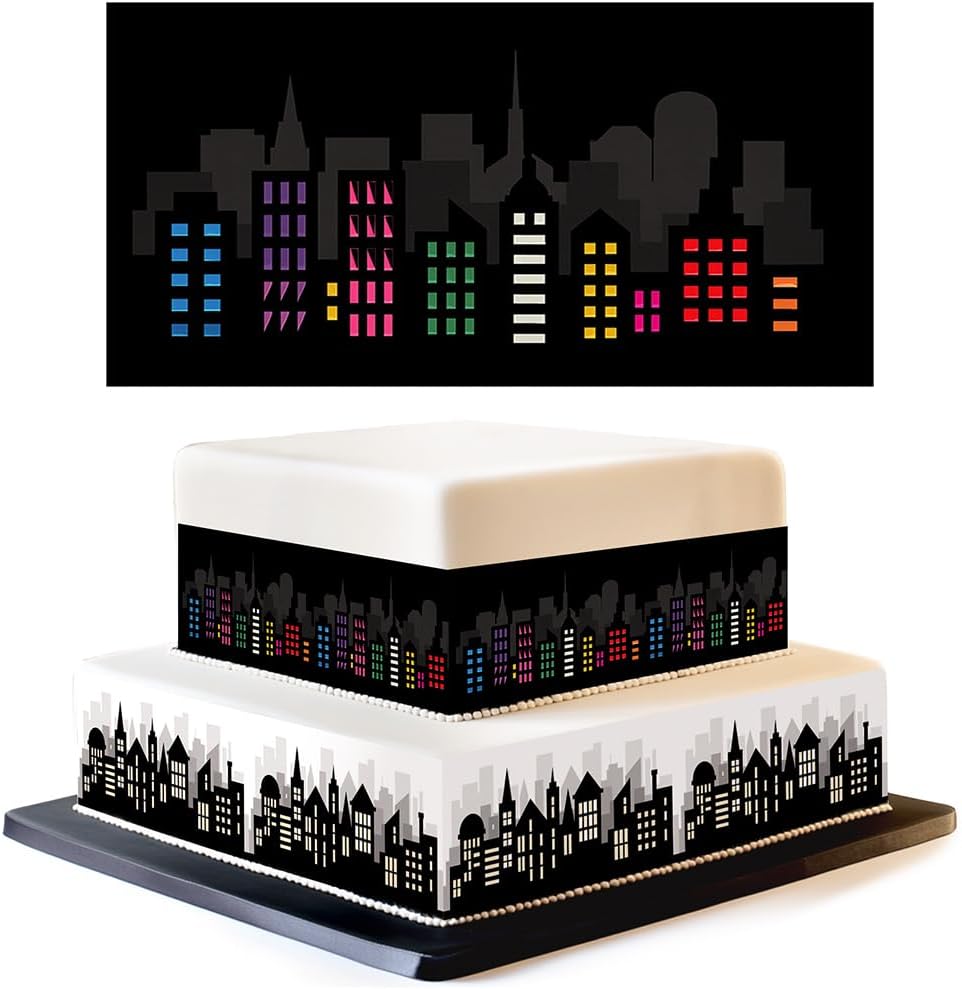 Edible Cake Wrap Skyscraper City Cupcake Topper Border Decoration 1 Random Strip