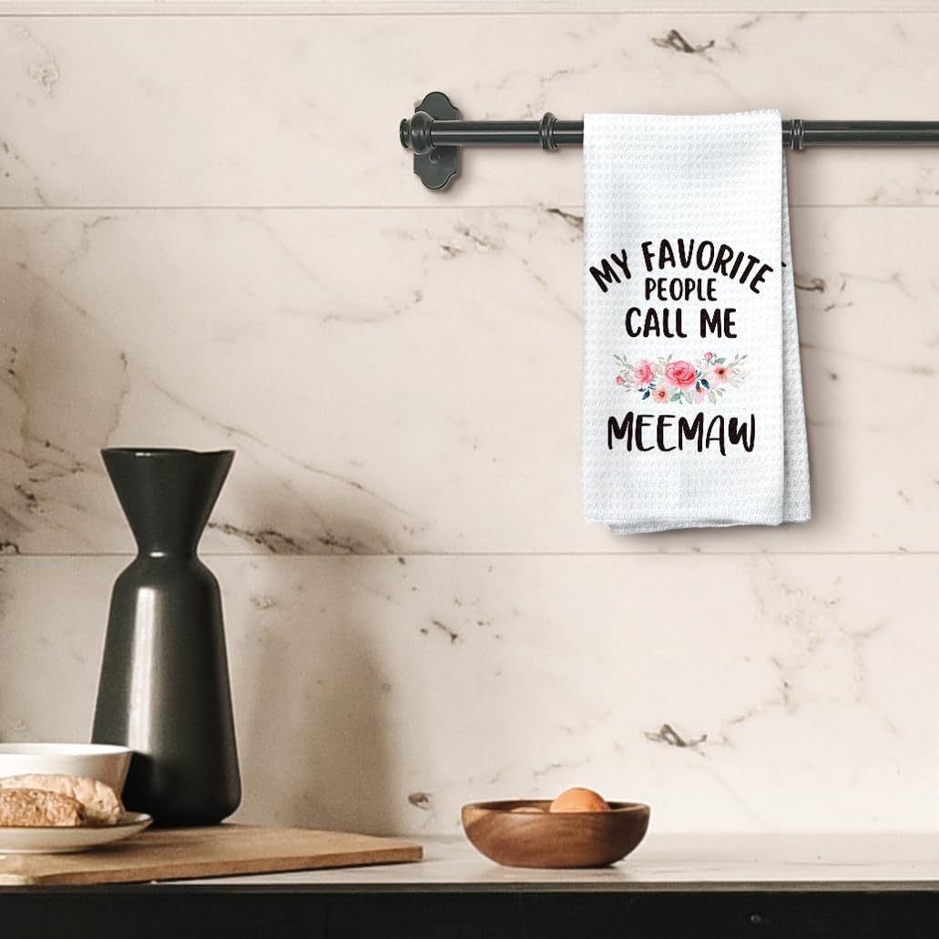 Meemaw Gifts Kitchen Towels, Meemaws Grandma Gifts for Mother's Day Hand Towels, My Favorite Call Me Meemaw Dish Tea Towel Dishcloths for Kitchen, Grandma Gift Kitchens Bathroom Decor, 16x24in - Image 4