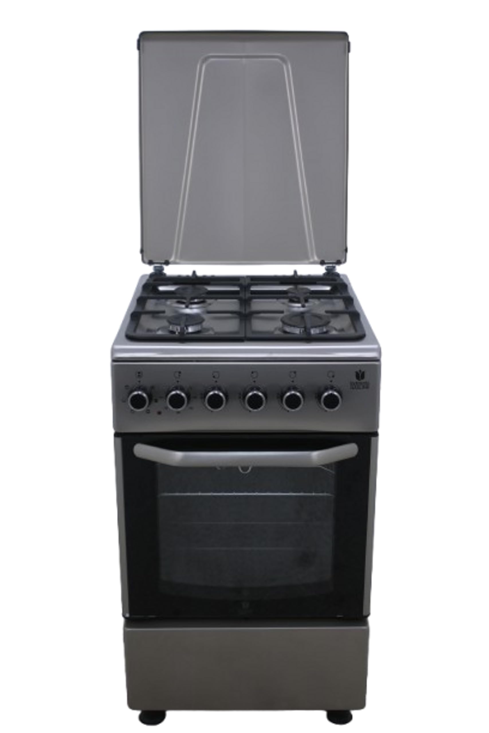 Gasline Gas-Elektro Standherd SHGE5060INX Elektrobackofen mit Gaskochfeld 50 cm Edelstahl Umluft, Grill mit Drehspieß