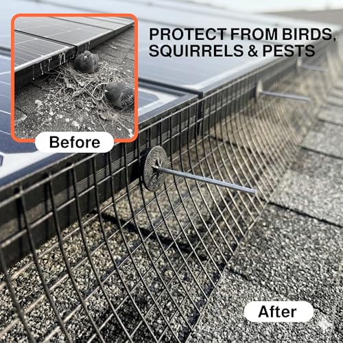 Image of MaPorch Solar Panel Squirrel Netting - PVC Coated Galvanized Steel Mesh - 6 in x 50 ft Black, Under Fence Barrier Mesh - Squirrel Wire Guard & Bird Netting, Solar Panel Protection & Garden Fencing | PVC Coated Wire Screen - Water & UV Resistant - Netting Blocks Pigeons & Pests