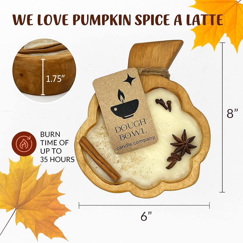 Co. Pumpkin - Especias de calabaza de 8 x 6 x 2 pulgadas con 35 horas de tiempo de combustión, otoño de madera con 100% cera de soja, 3 mechas de aroma de otoño, decoración