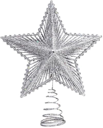 Miniatura 44 de YYCRAFT Adorno de Estrella con Purpurina para la Punta del Árbol Decoración Navideña - 6 Pulgadas, Rojo