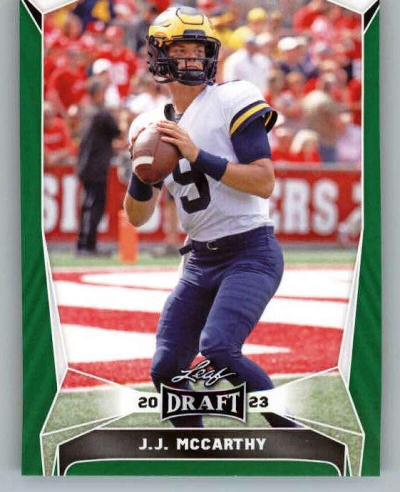 2023 Leaf Draft Green #22 J.J. McCarthy Michigan Wolverines RC Rookie Football Trading Card