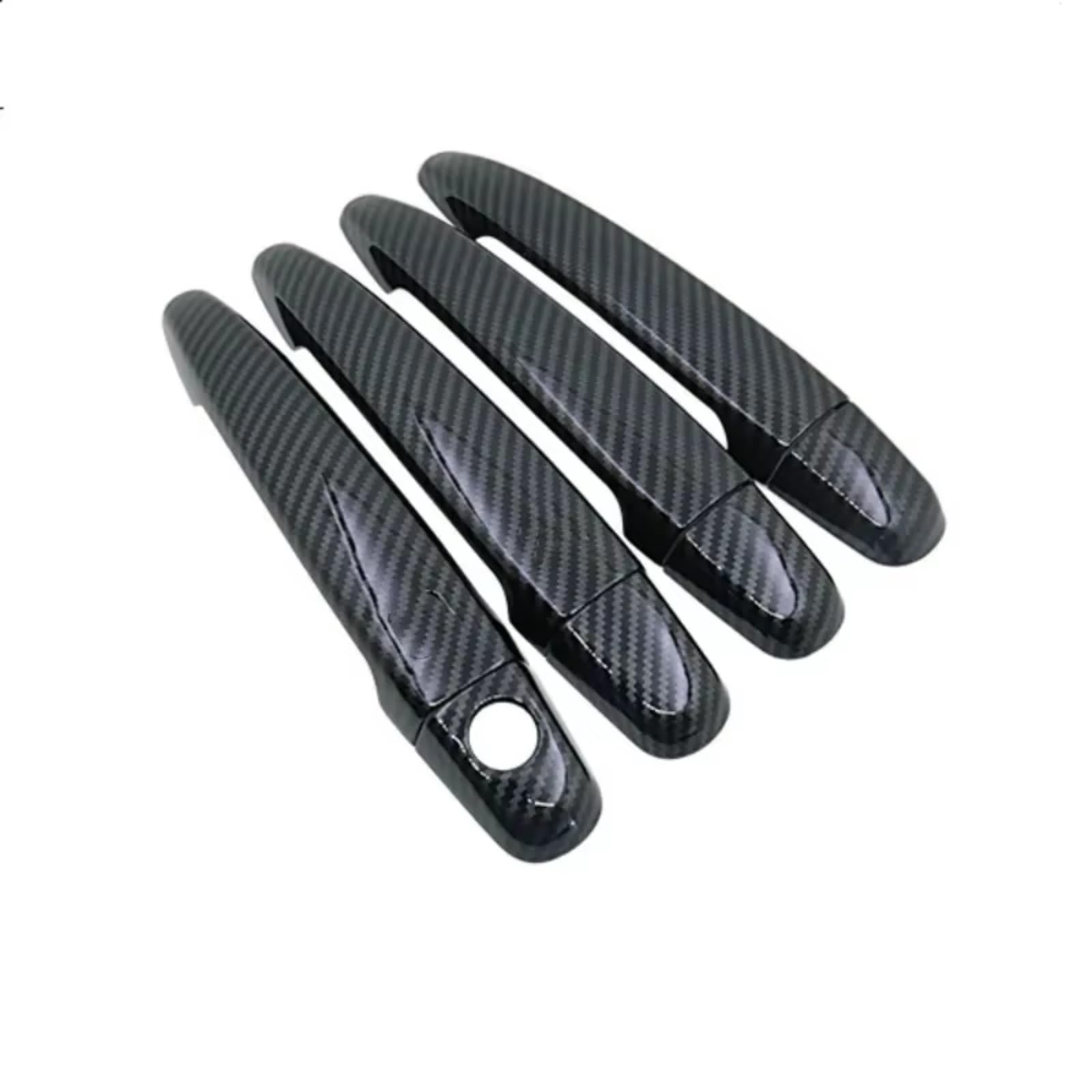 IUKMR for Toyota for Alphard for Vellfire 2008-2015 Glossy Black Carbon Fiber Chrome Car Door Handle Cover Car Outer Door Handle(Carbon no Button)