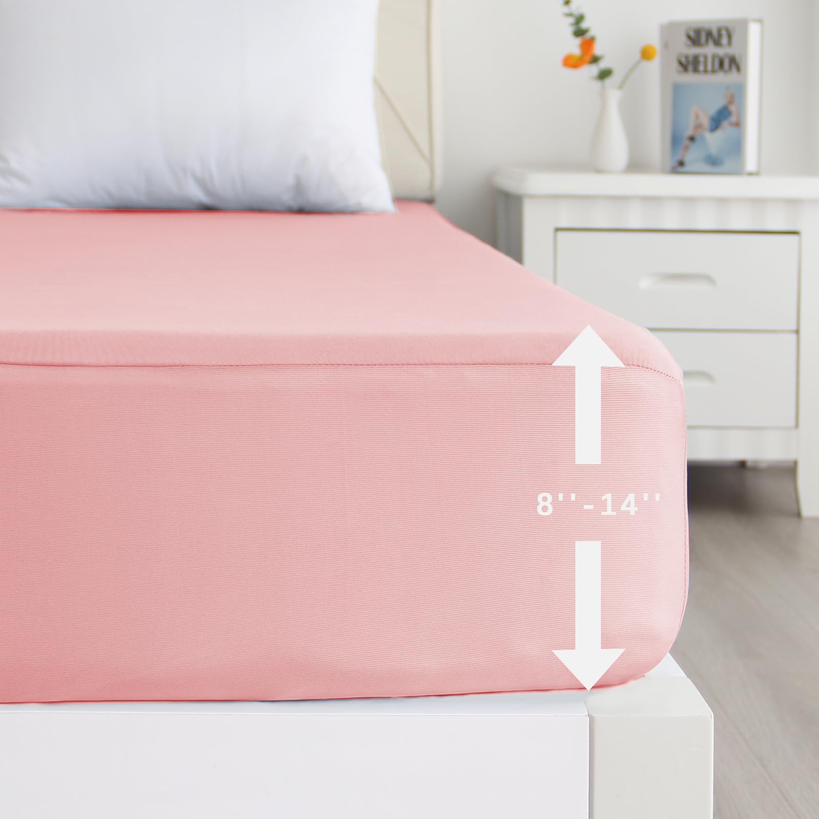 Biloban Twin Fitted Sheet 2 Pack, Twin Bedding Fitted Sheets for Girl Teens Kids Only with Deep Pocket up to 14