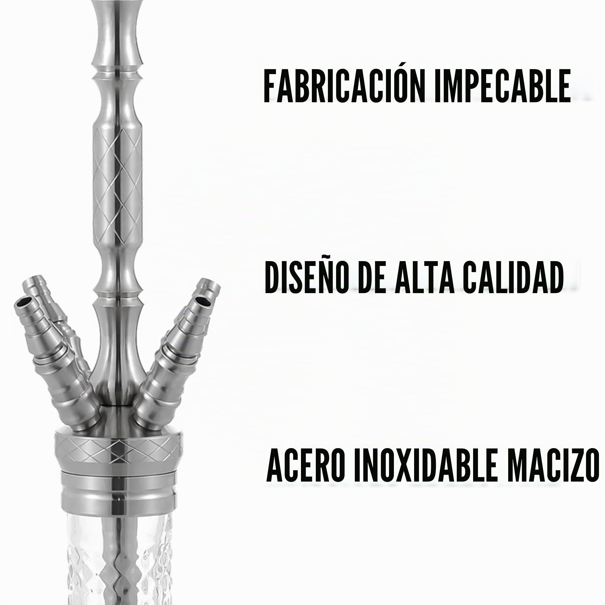LUNA HOOKAH Shisha Premium | Pipa de agua | Juego completo de 4 mangueras, conexión de elegante diseño, incluye manguera, boquilla, alicates, cabezal de piedra, difusor – accesorio para chimenea –