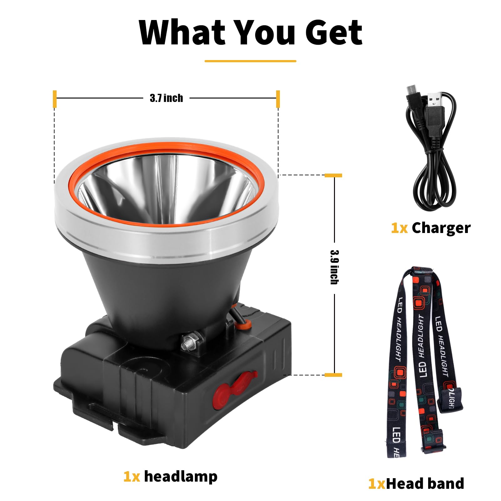 Lokilo Linterna frontal LED ultrabrillante, recargable de alto lúmenes e impermeable con diadema ajustable para trabajo nocturno y uso al aire libre (luz plateada-amarilla)