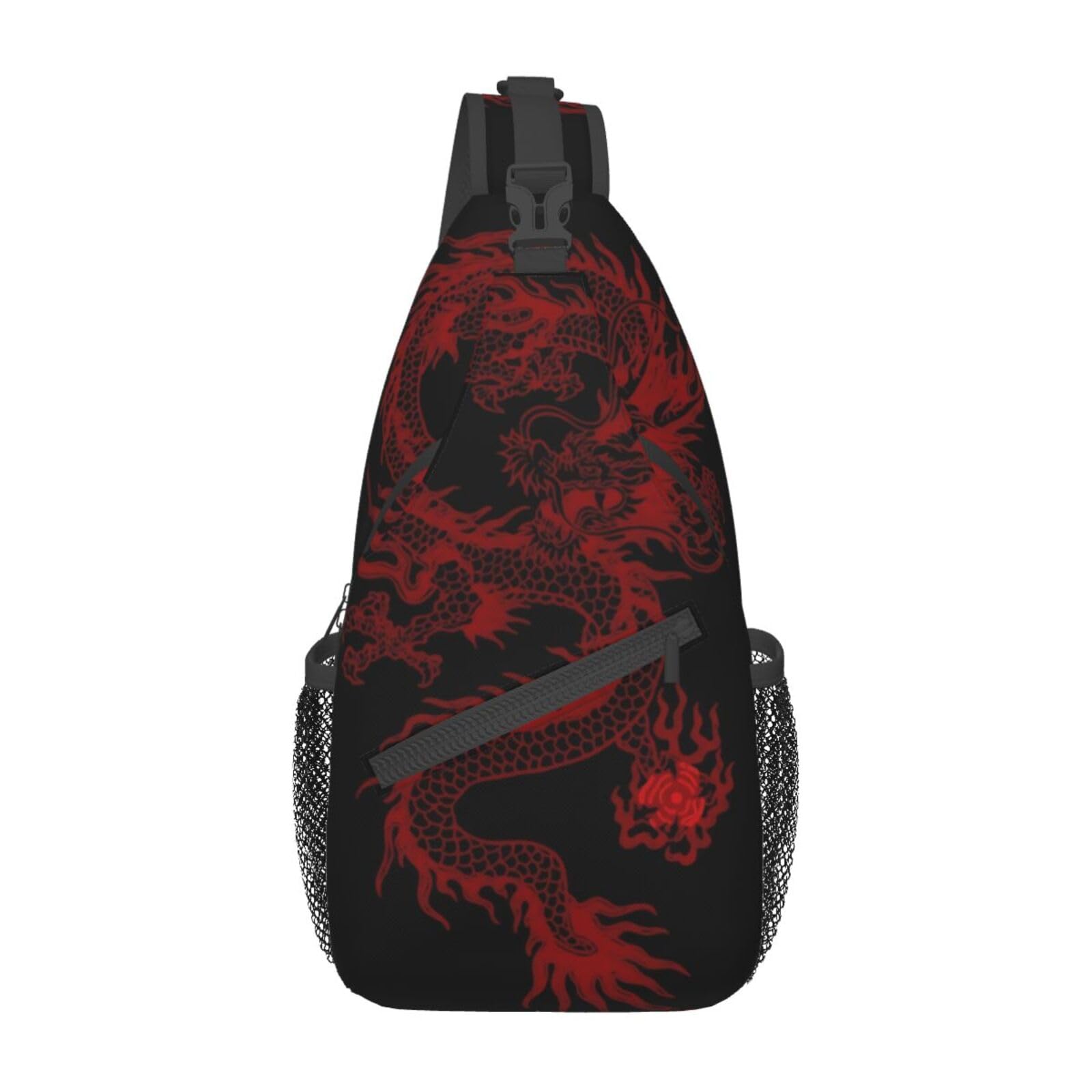 Cool Dragon Crossbody Bags for Women Men Red Dragon Sling Bag Backpack Casual Chest Bag with Adjustable Shoulder Strap
