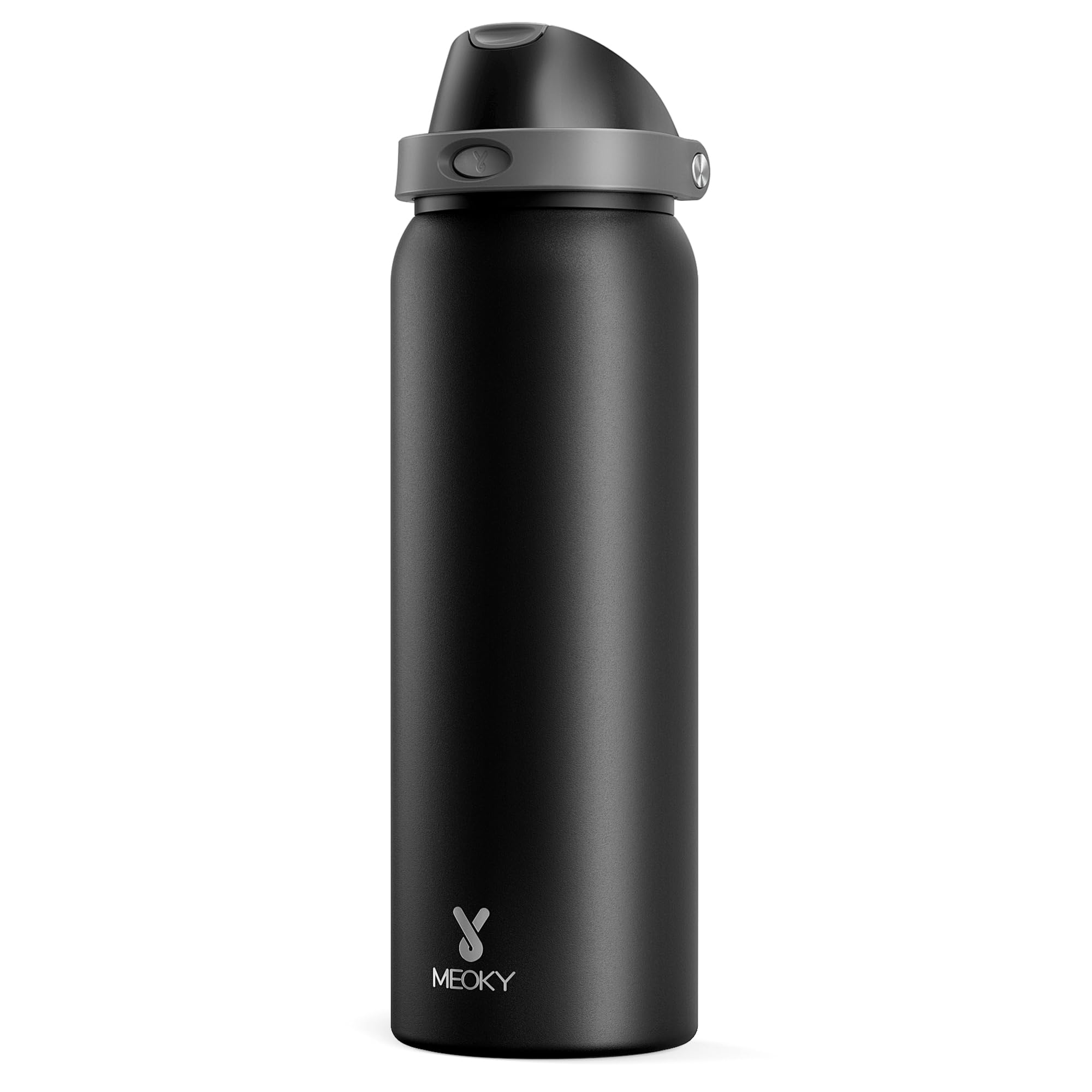 1183ml Metal Water Bottle for Sports: Meoky Stainless Steel Water Bottle with 2-in-1 Straw and Spout Lid - Leak Proof, Cold for 24 Hours, Protective Silicone Base, BPA-Free for Gym, Night