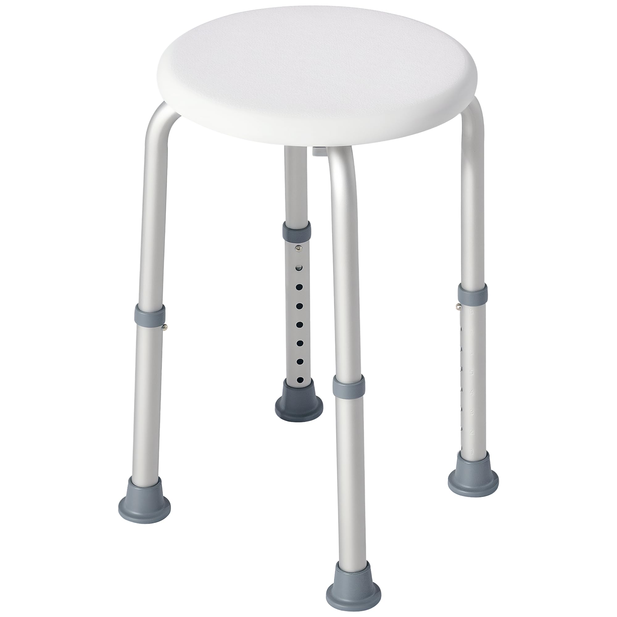 HOMCOM Shower Stool Shower Chair Elderly Aluminium Shower Chair with Adjustable Height Non-Slip Load 136 kg for Elderly and Disabled