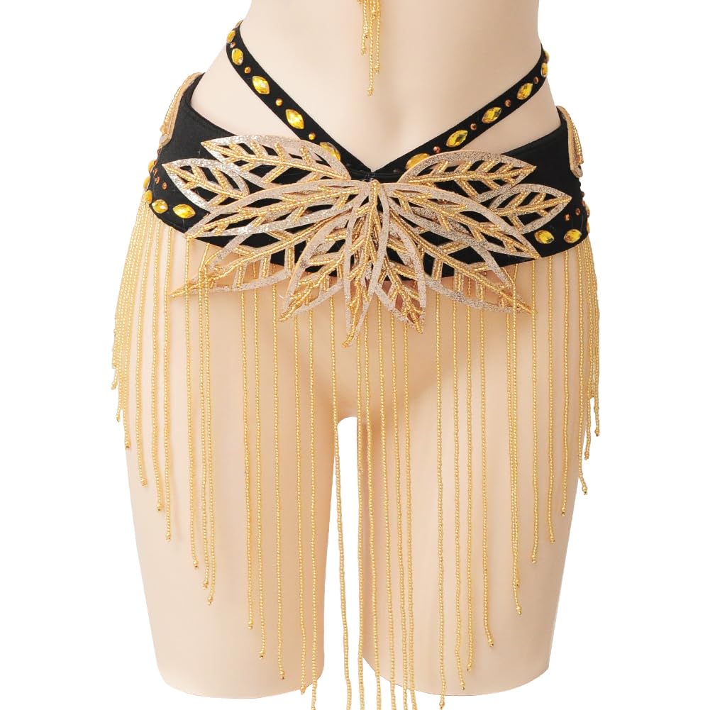ROYAL SMEELA Abbigliamento per Danza del Ventre Donna Costume di Ballo Orientale Nero Adulto Cintura E Reggiseno con Paillette