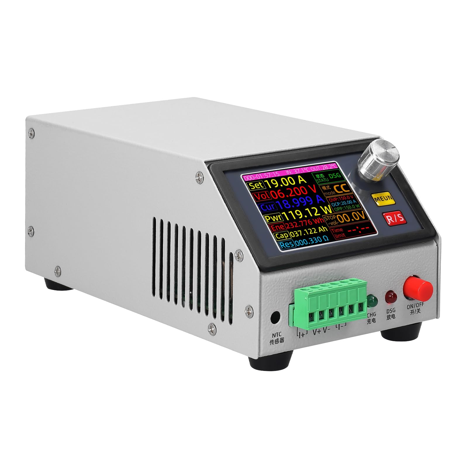 2,4-Zoll-Farbbildschirm Multifunktions-Elektroniklastunterstützung Konstantstrom-/Leistungs-/Widerstandsmodus mit Datenkalibrierung Mehrere Parametereinstellungsfunktionen