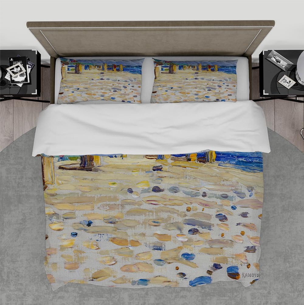 Ensemble literie plage 3 pièces parure de lit imprimé artistique pour chambre parentale cocooning