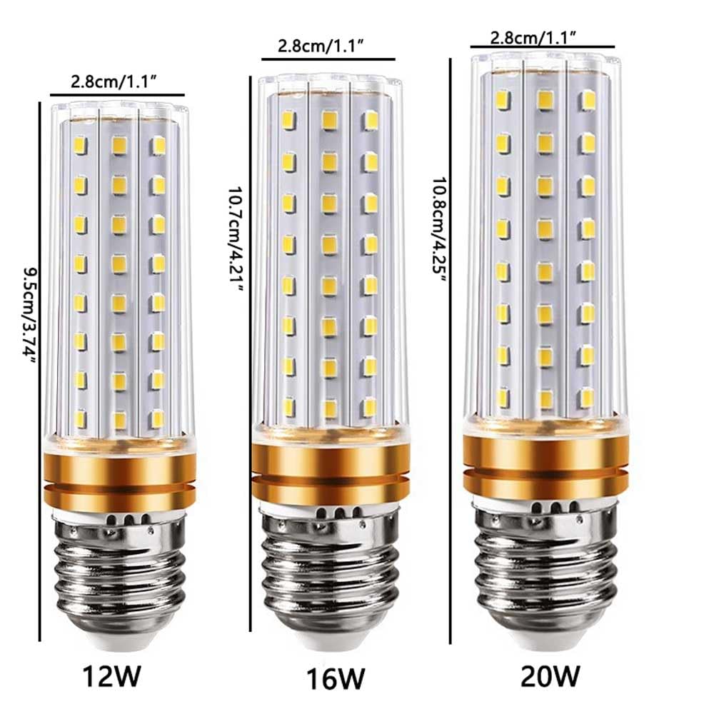 Paquete de 10 Bombillas LED de maíz E27 de 20 W, CA 110-220 V, no Regulables, 2000 LM, Blanco frío 6000 K, Bombilla LED de Tres Colores de Ahorro de energía E27 para lámpara de araña, lámpara