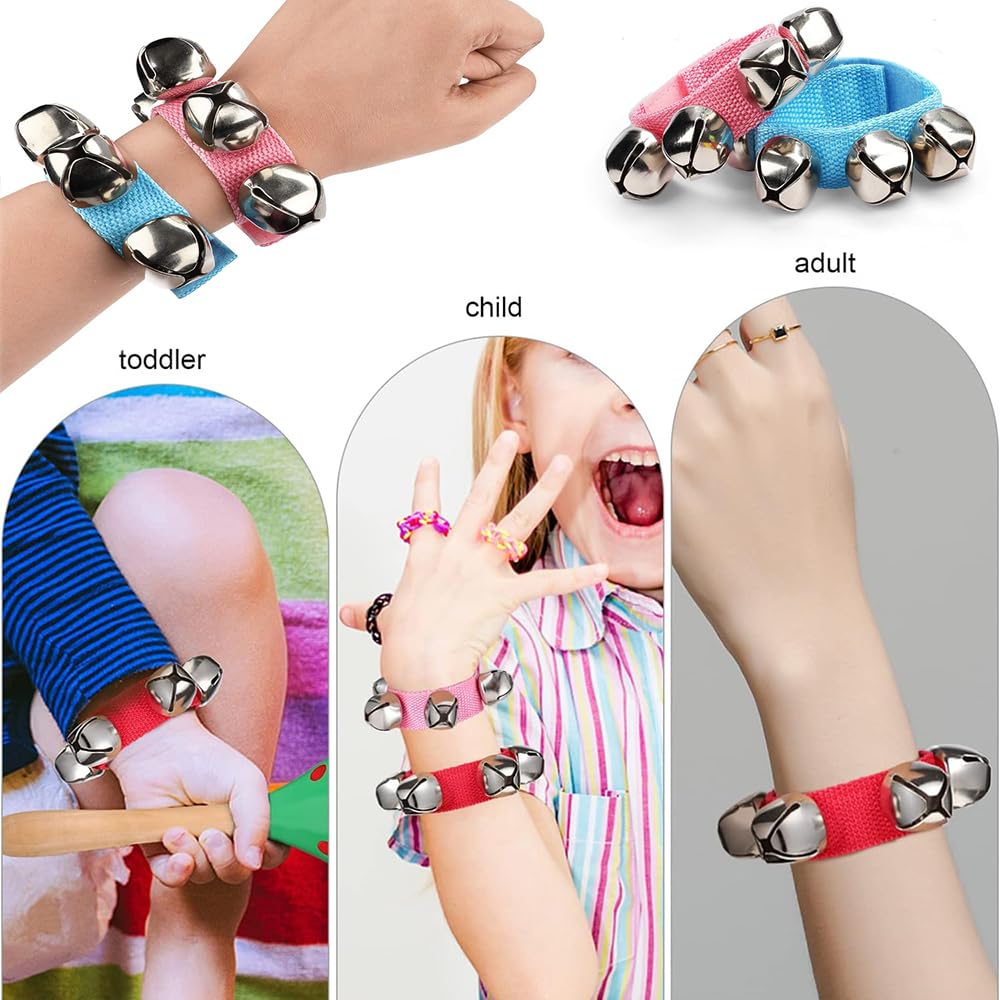 6 Pulseras De Cascabeles Navideños - Campanas Rojas, Verdes, Doradas, Plateadas, Ajustables, Para Fiestas, Regalos, Ambiente Navideño