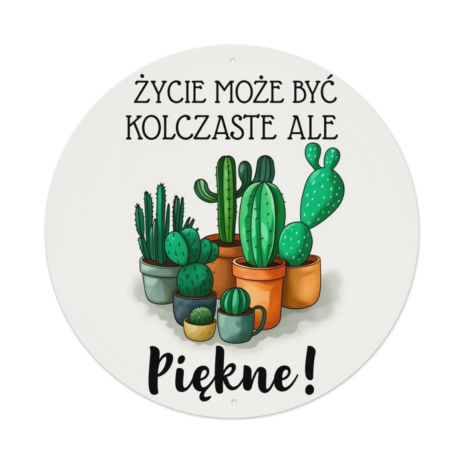 Cactus Plants In Pots With Text Round Tin Sign Vintage Metal Poster, Home Bar Garage Man Cave Cafe Indoor & Outdoor Wall Decoration 8x8Inches