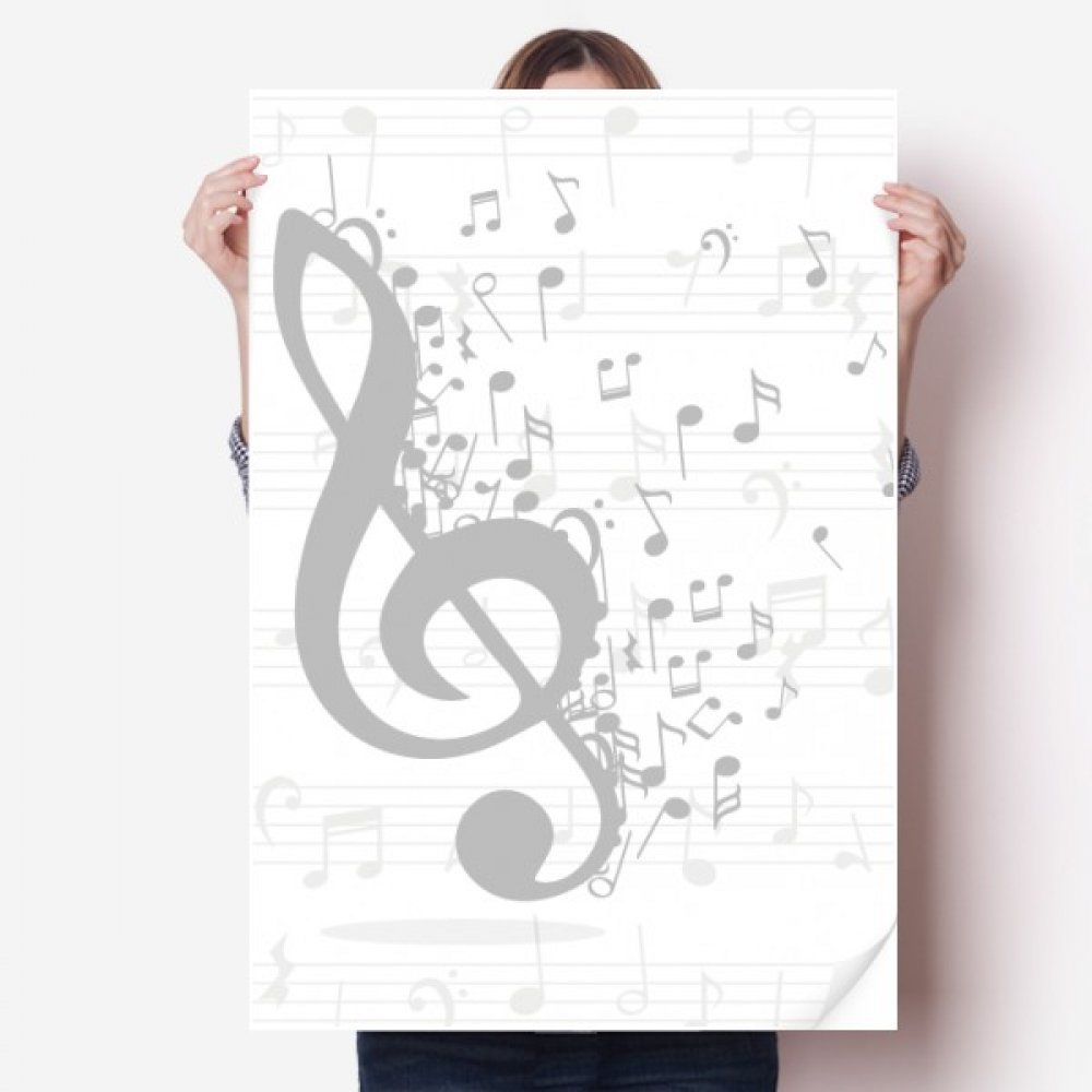Sticker Note de Musique Autocollant pour Décorer un Studio ou Salon, Poster Clé de Sol